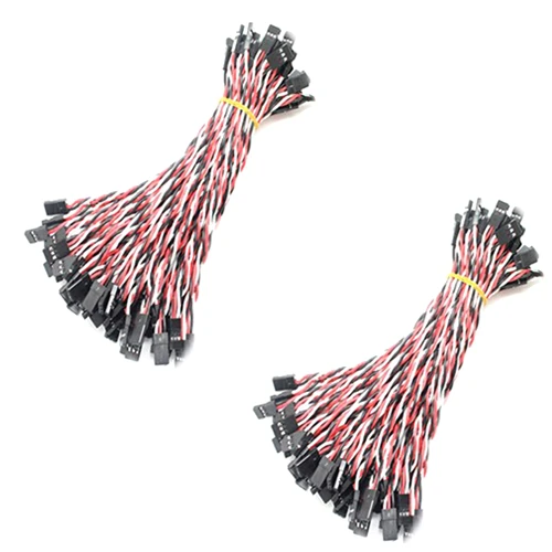 

100Pcs 100cm Male to Male 30 Core Filaments Twisted Pair Wire Extension Leads For Airplane Model Steering Motor Black-Red-White