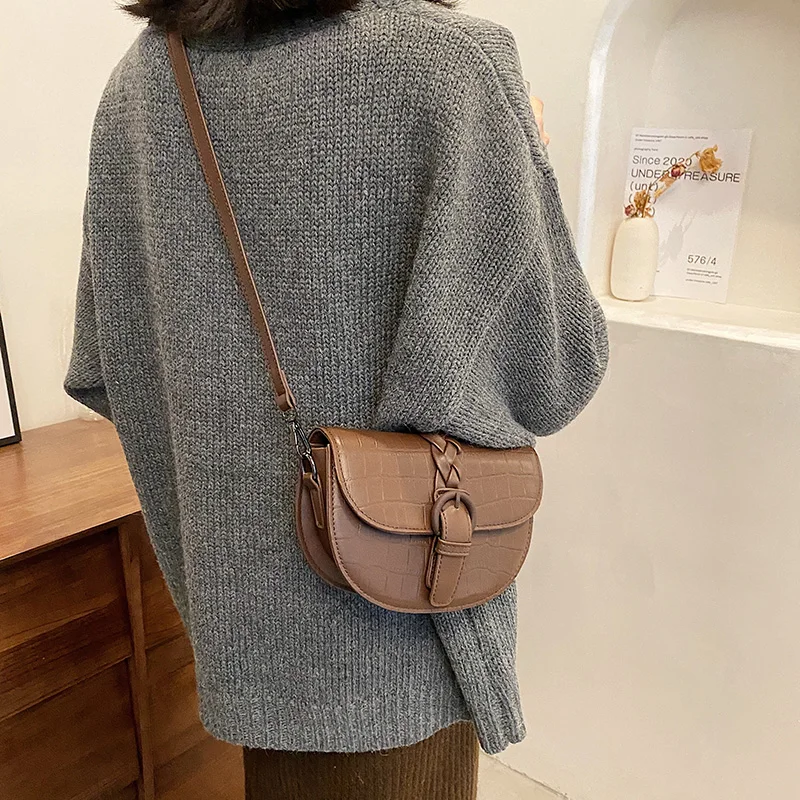 

PU Leather Crossbody Bags For Women 2021 Solid Color Shoulder Handbags Simple Bag Female Mini Vintage High Quality Saddle Bags