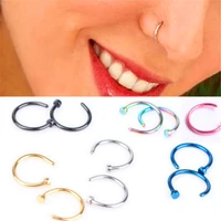 40pcs medical stainless steel snag in the nose for women cute girl indian fake piercing clip hoop stud body jewelry party gift