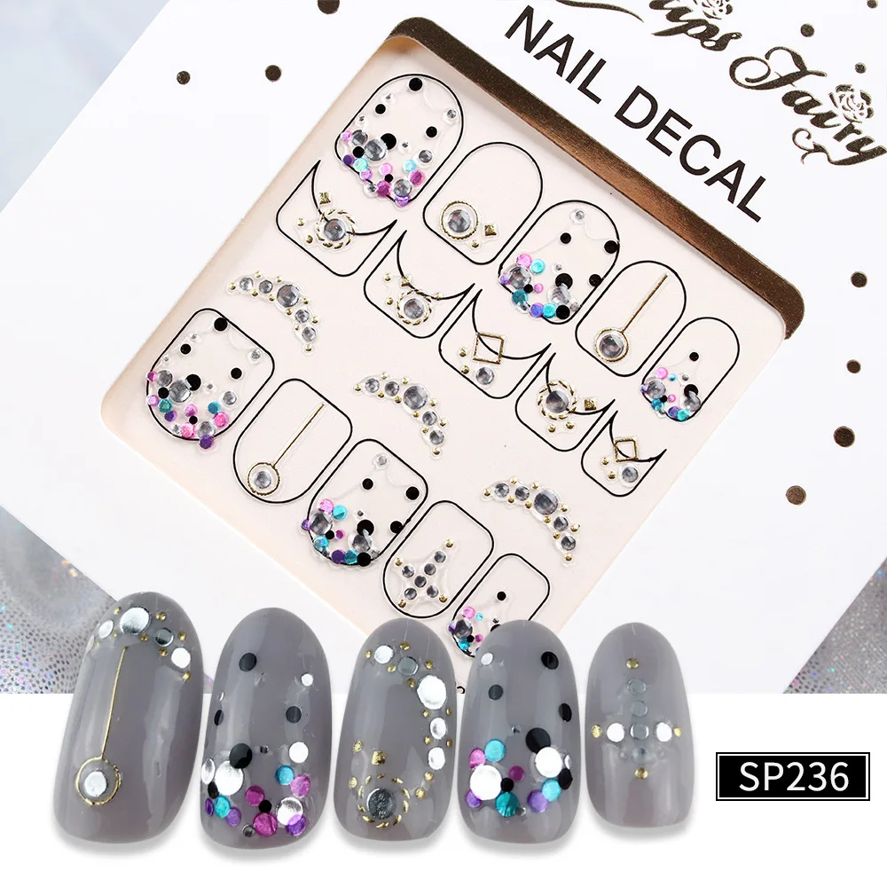 

1pcs 3D Sparkling Colorful Dots Finished Nail Stickers Mature Silver Shell Nail Decoration Girl Bronzing DIY Manicure Beauty