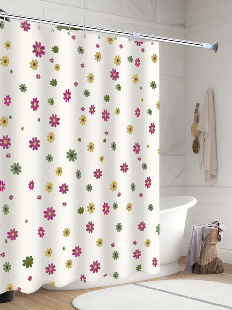 Душевая занавеска в пасторальном стиле с маленьким цветочным узором утолщенная