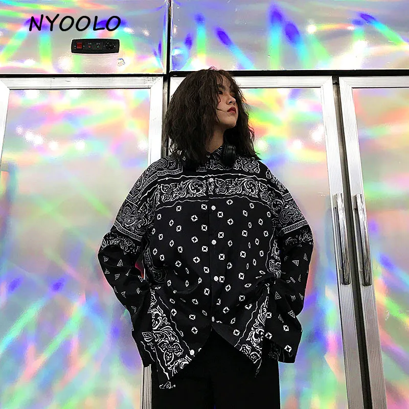 NYOOLO Harajuku стильная уличная Футболка с принтом Пейсли в стиле хип хоп Осенняя
