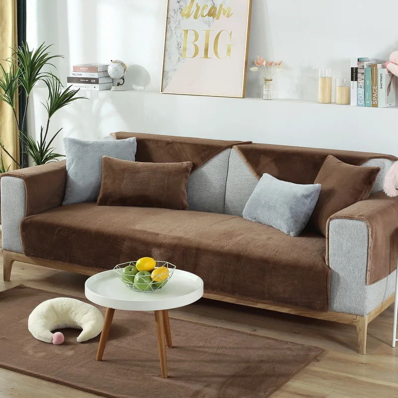 1 шт. мягкий плюшевый чехол для дивана не выцветает и скатывается|Чехлы диванов| |