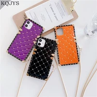 kqjys for iphone11 pro max x xr xs max luxury square rivet leather phone case for iphone 6 6s 8 7 plus back cover