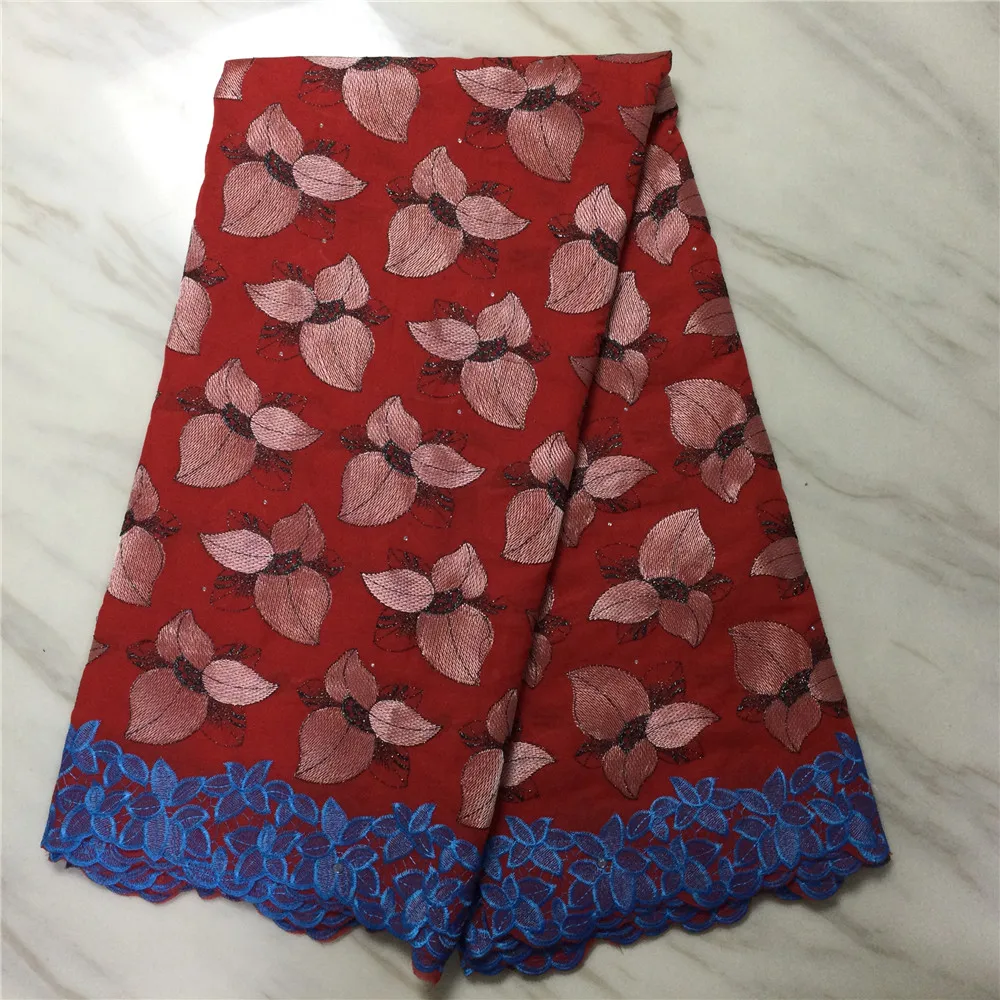 

5 Yards French 100% Cotton Embroidery Swiss Tulle Mesh Fabric 2021 High Quality African Nigerian Lace Fabric M4938