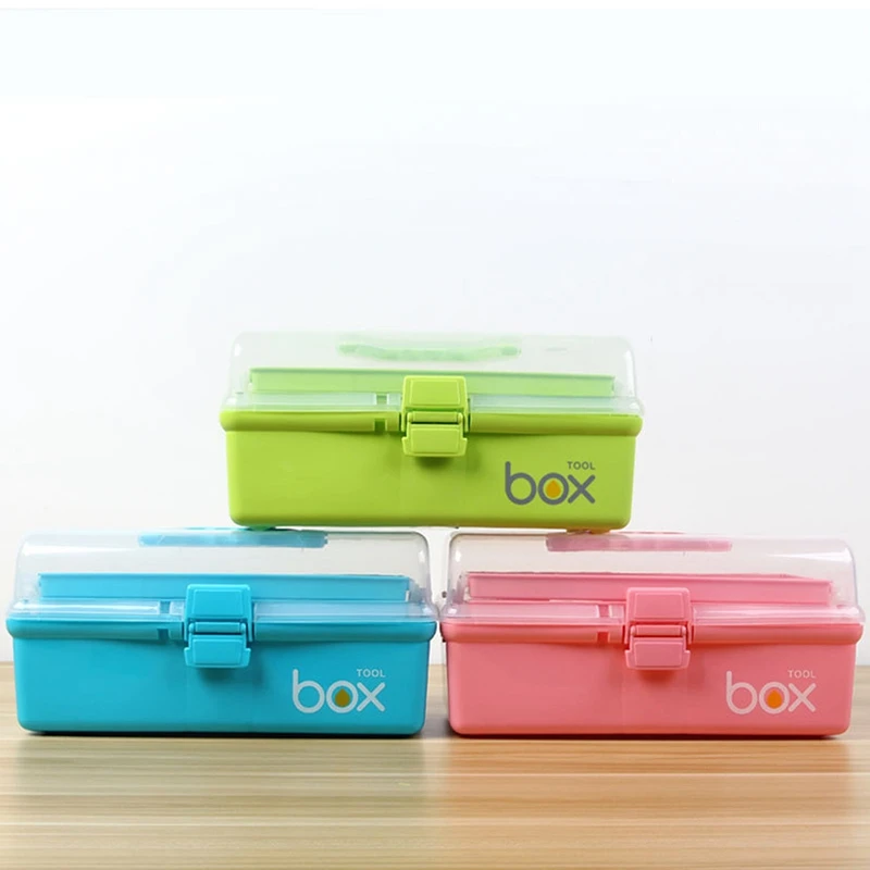 Трехуровневая медицинская коробка для аптечки пластиковый складной сундук