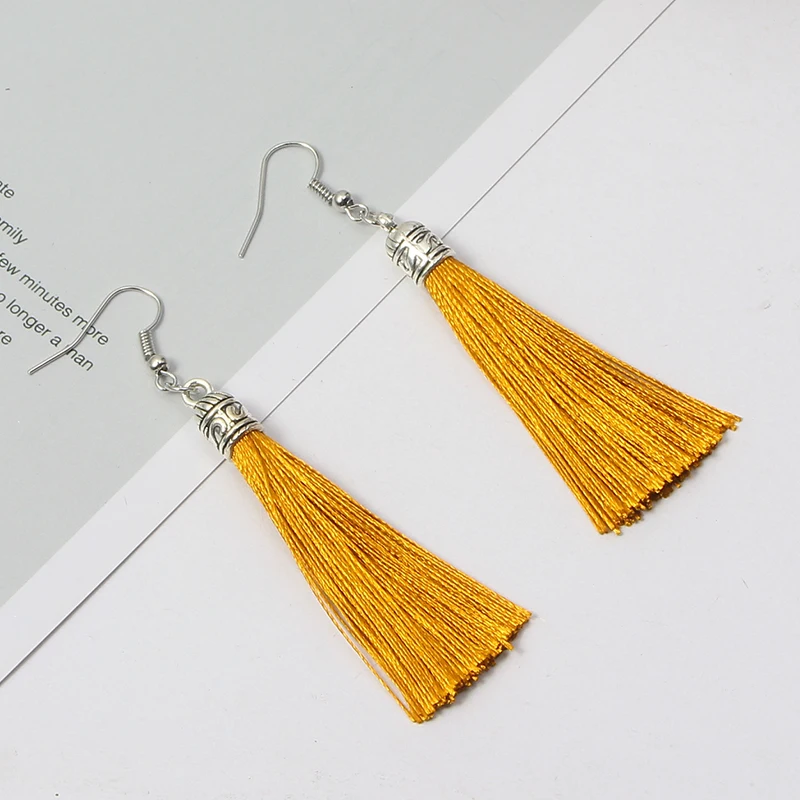 Qtian сережки с кисточками Boho pendientes mujer moda длинные серьги для женщин винтажные Висячие свадебные серьги, ювелирные изделия oorbellen