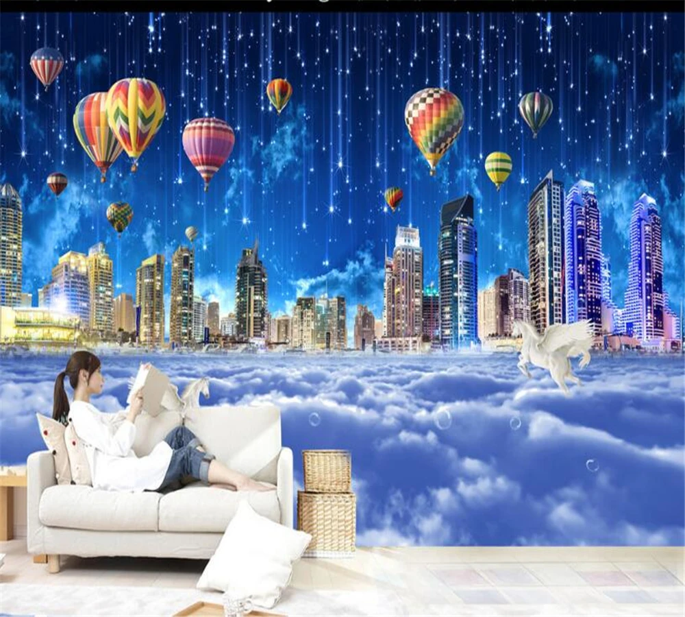 Большой фон beibehang с мечтами звездой городским небом морским ТВ гостиной спальни