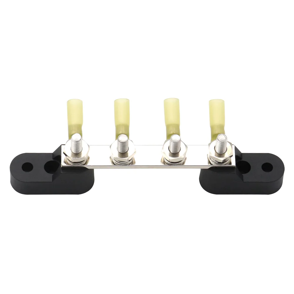 

Heavy-Duty Module Design Bus-Bar Box 4 Way Stud Terminal Bus Bar 100A 48V DC with Transparent Cover for Auto Caravan