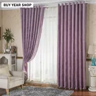 Шенильные занавески на окна для гостиной, столовой, спальни, фиолетовые однотонные затемняющие шторы