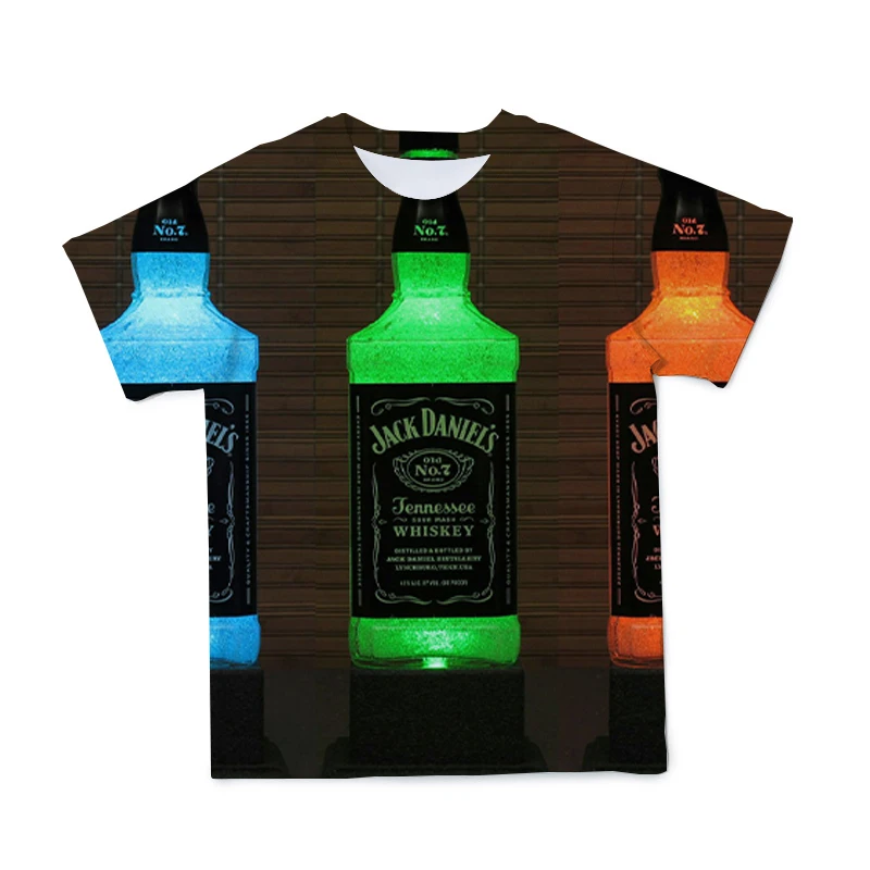 

2021 New 3D Men's Short Sleeve Malt Whiskey Print T-shirt T-shirt Fun Drunk O-neck T-shirt Men's Large Size 110-6XL