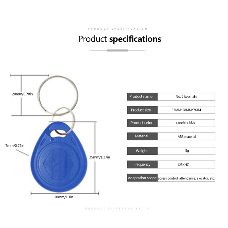 

Smart ID Key Tag Card RFID Access Control Key Card Proximity TK4100 Keyfobs Keychains NFC Token Holder Read-Only