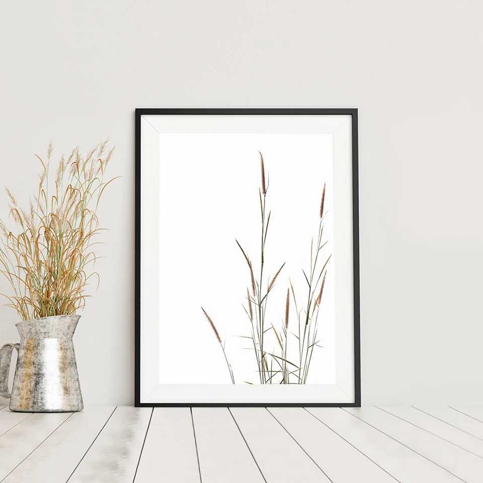 Дикая Бохо Женская трава тростник постер скандинавский холст настенное