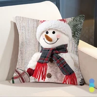 single sided polyester snowman pillowcase christmas white cartoon decorative sofa cushion cover 45x45cm