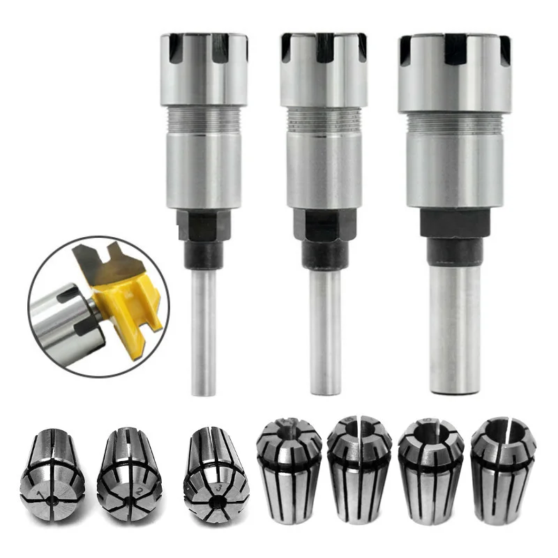 

ER16 ER20 Router Collet Extension Rod Chucks Holder Adapter with Spring Collet Set Engraving Machine Extension Milling Cutter