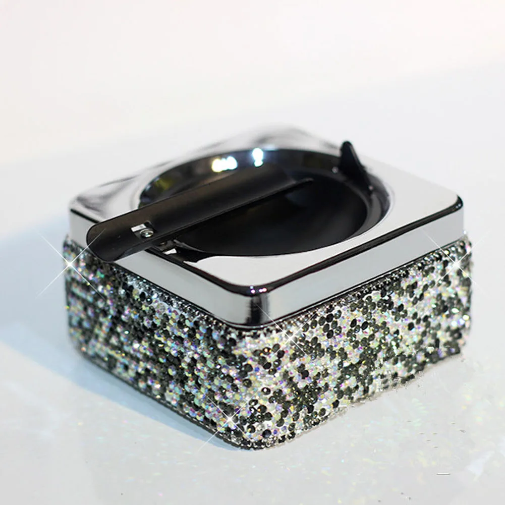 Портативная пепельница со стразами и белыми кристаллами для дома офиса женщин