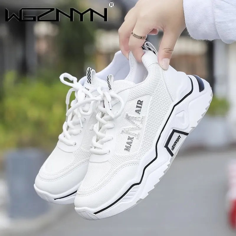 

WGZNYN 2021 Spring Women Sneakers Fashion Women Platform Shoes Breathable Air Vulcanize Shoes Women Female Trainers Shoes