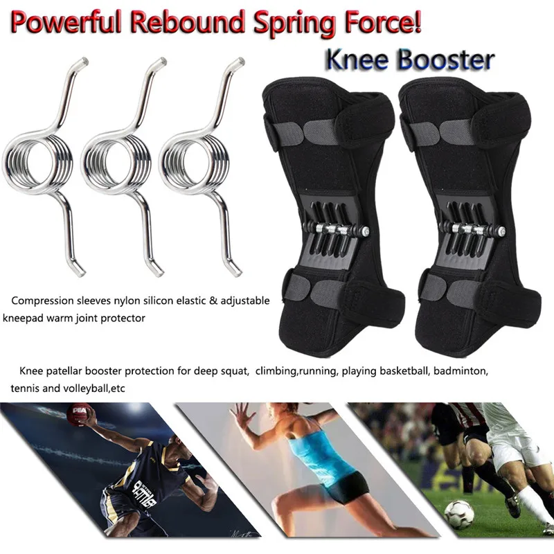

1 Pair Joint Support Knee Pad Breathable Non-slip Lift Pain Relief for Knee Strength Spring Force Stabilizer Knee Pad for Elder