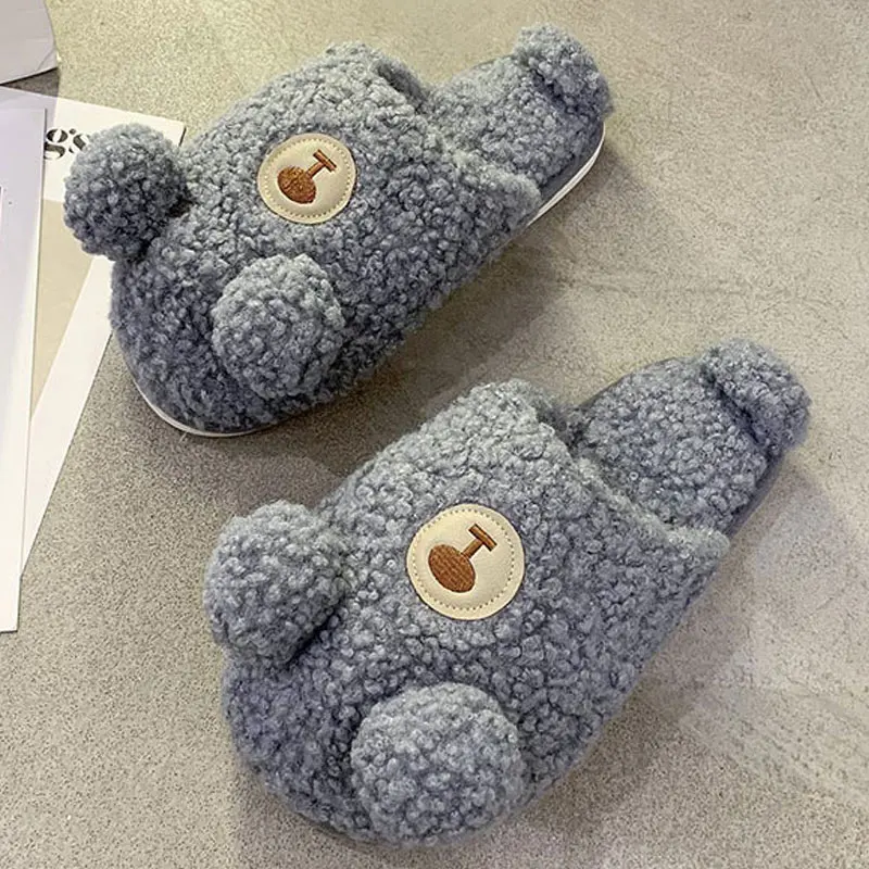 

Ladies Warm Plush Cotton Slippers Cute Bear Animals Shoes Winter Women Indoor Soft Fur Slippers 2020 Fashion Bedroom Ladies Shoe