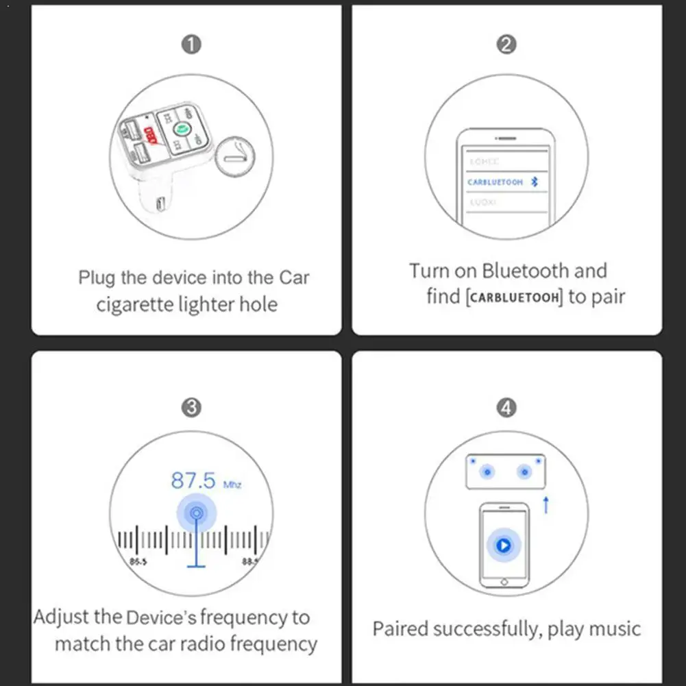 Автомобильный беспроводной Bluetooth FM-трансмиттер mp3-плеер с зарядным устройством