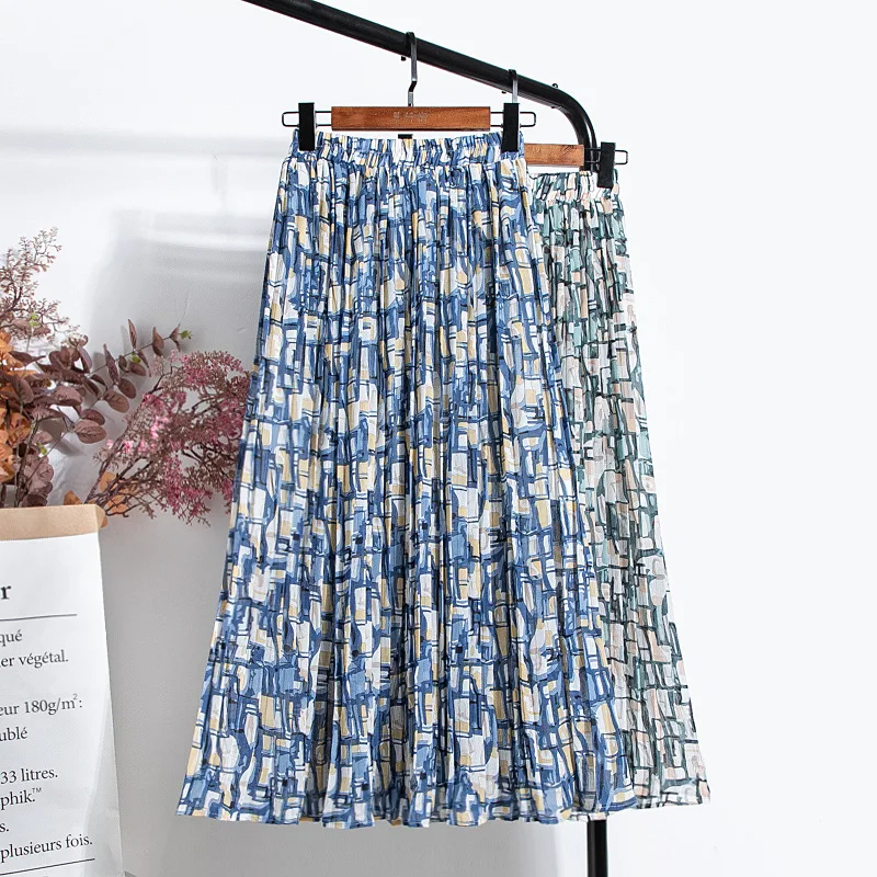 Юбка женская шифоновая плиссированная средней длины с высокой талией и