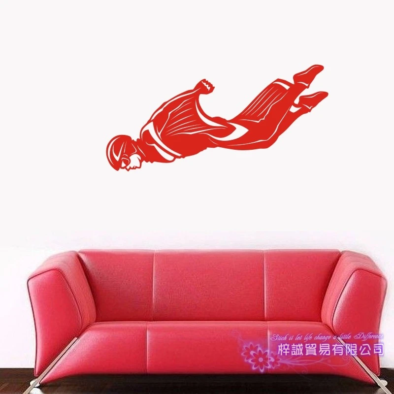 

Skydive Sticker Wingsuit Flying Car Decal Extreme Sports Posters Vinyl Wall Decals Parede Decor Mural Air Flight Sticker