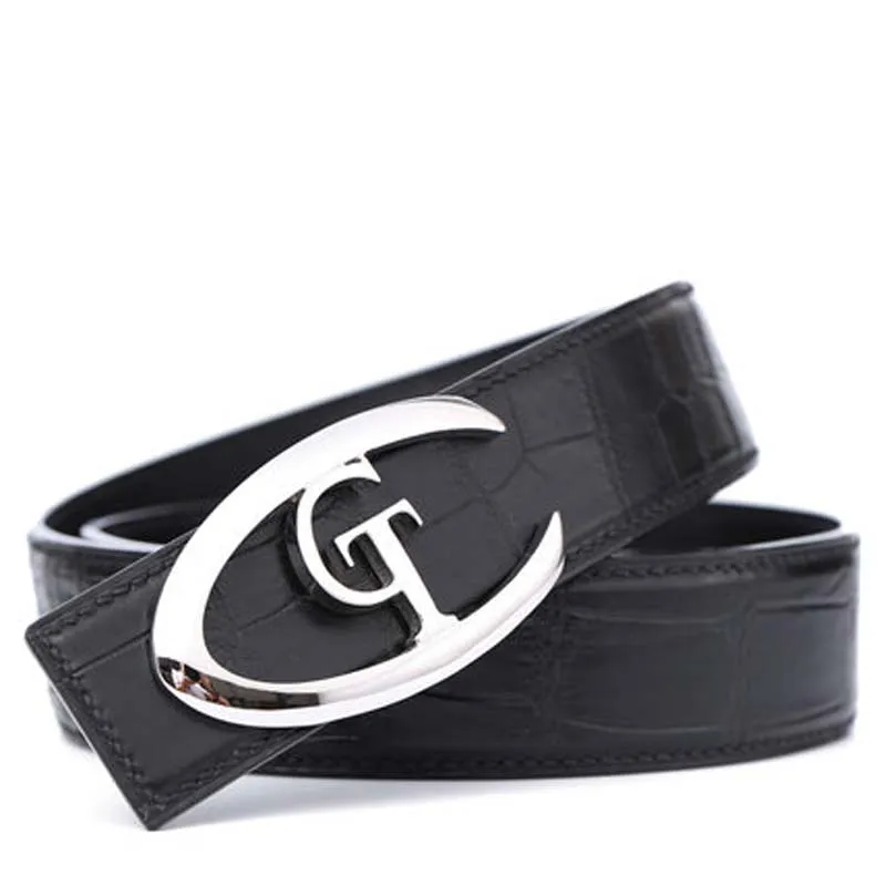 gete new arrival thailand  crocodile leather men  belt  No stitching  925 silver clasp  Smooth buckle  male crocodile belt