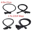 4-контактный Pwm-кабель для вентилятора от 1 до 234 Ways Splitter Black Sleeve 27 см Удлинительный кабель-коннектор 4-контактный Удлинительный кабель PWM