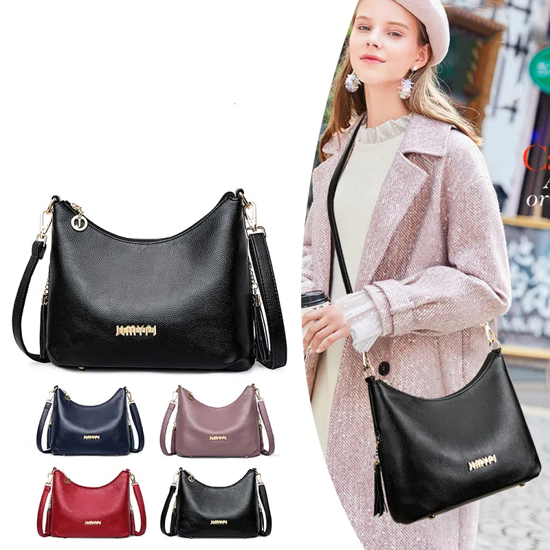 

Брендовые кожаные сумки высокого качества, роскошная дизайнерская сумка через плечо с кисточкой, Классическая однотонная сумка-мессенджер...