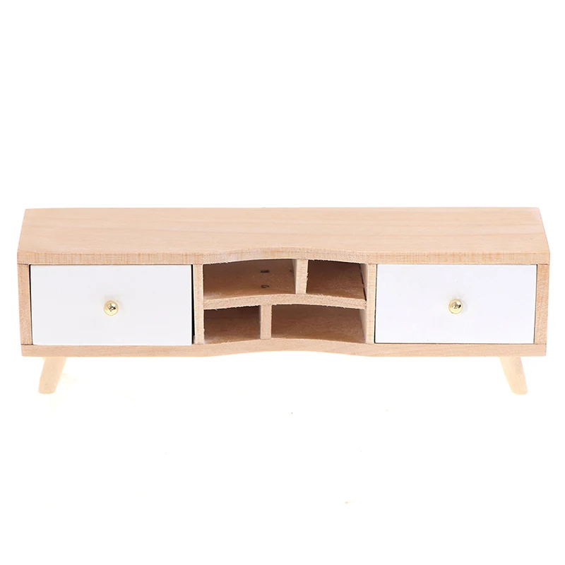

1Pc 1:12 Dollhouse Miniature Furniture Wooden TV Cabinet Dolls House Accessories