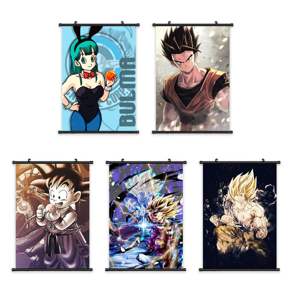 

Print Goku Poster Wall Classic Art Dragon Ball Pictures Painting Japanese Anime Canvas Plastic Hanging Scrolls Home Decoration