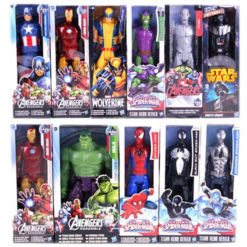 

30cm Marvel Movie Venom Black Panther Avengers Super Heros Iron Man Thor Spider Captain America Wolverine Action Figure Toys