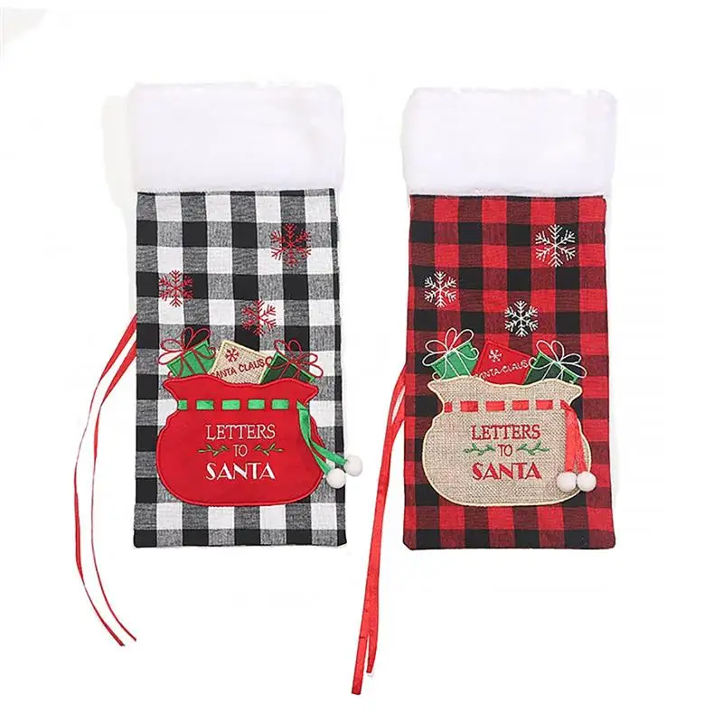 

Christmas Wine Bottle Covers Fashion Lattice Pattern Design Storage Bags Xmas Festival Party Home Table Decorations Hot