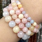 Бусины из натурального камня морганита халцедона, круглые бусины для изготовления браслетов, украшений сделай сам, аксессуары ручной работы, 6-10 мм, оптовая продажа, 15 дюймов