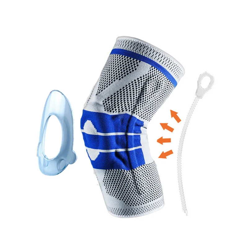 Gray With Silicone 3D ткачество силиконовые наколенники Поддержка брекса Волейбол Баскетбол Meniscus защита колена спортивные предохраняющие наколенники - Цвет: Gray With Silicone