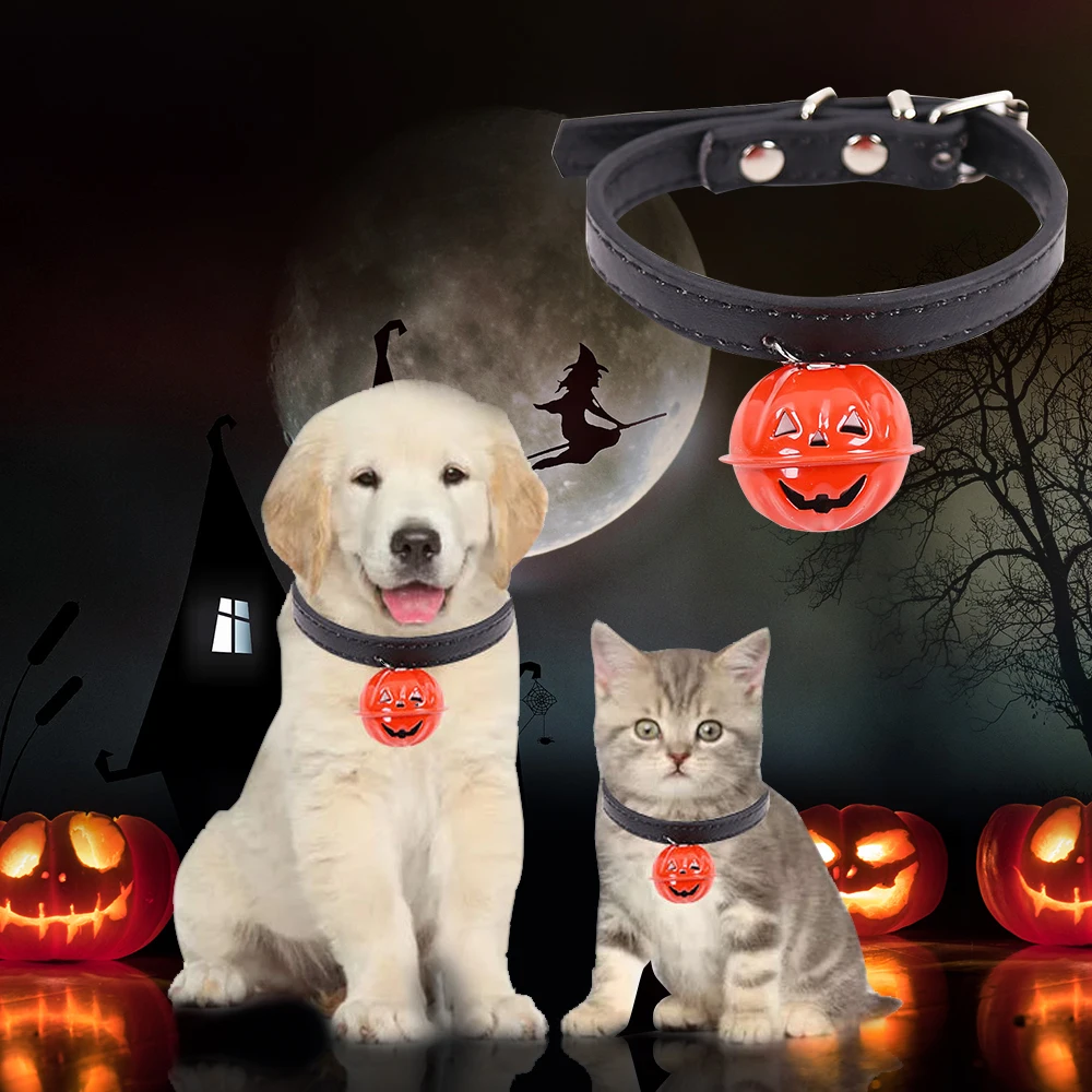 Ошейник для домашних животных на Хэллоуин с колокольчиком тыквы ошейник кошек
