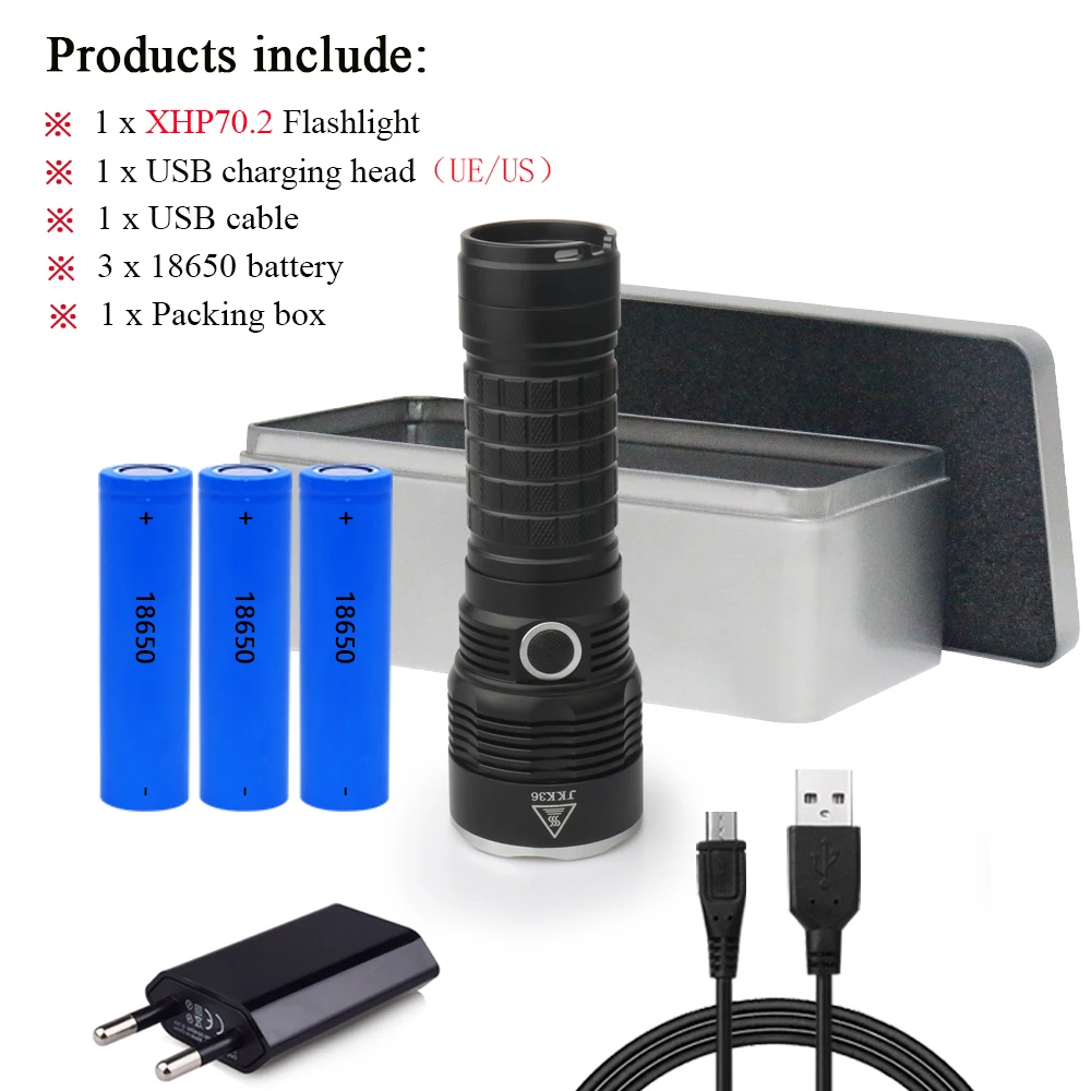 usb torch B-BOX Самый мощный фонарь, фонарь xhp70.2, фонарь, прожектор, usb зарядка, фонарь, светодиодный для вспышки 18650, водонепроницаемый, для охоты, zaklamp - Emitting Color: usb torch B-BOX