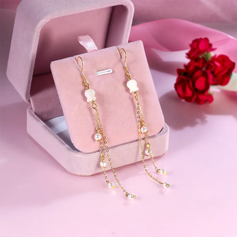 

Liemjee Fashion Party Punk Jewelry S925 Silver Lotus Tassel Ears Pearl Earrings For Women Feature Namour Charm Gift All Seasons
