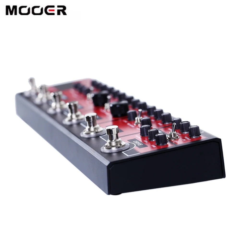 MOOER красный грузовик 6 в 1 комбинированный эффект педаль Boost+ Overdrive+ искажения+ модуляции+ задержка+ реверберации Встроенный тюнер с сумкой в комплекте