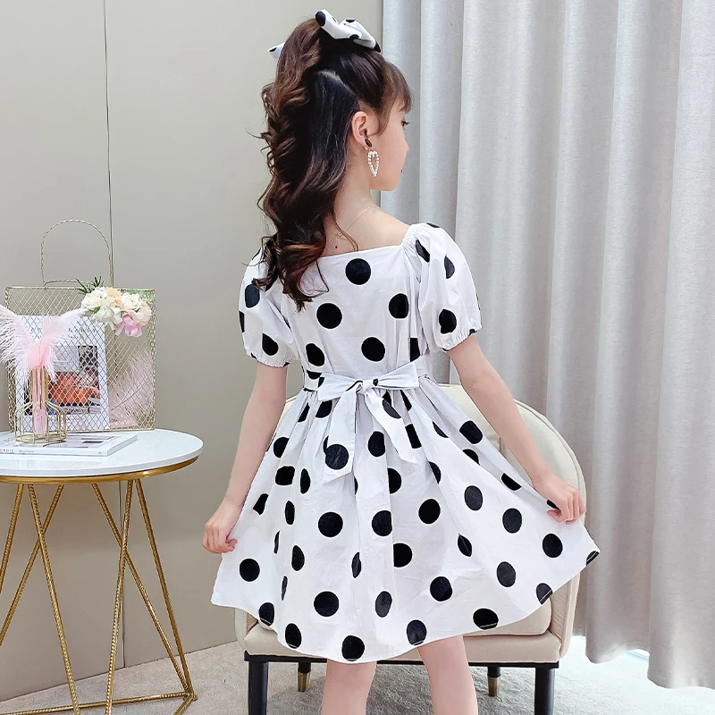 

Tz Boutique 2021 Summer New Big Polka Dot Dress 4 To 12 Years Old Girls Personality Two-color Cotton Cute Princess Dress