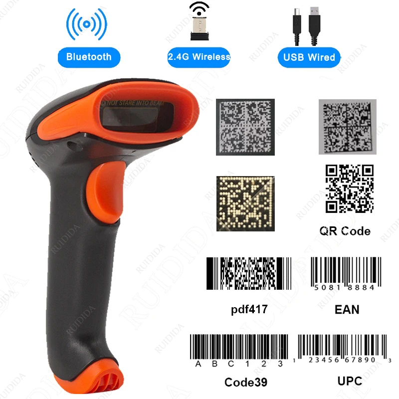 

Сканер штрих-кода PDF417, Bluetooth, 2,4G, USB