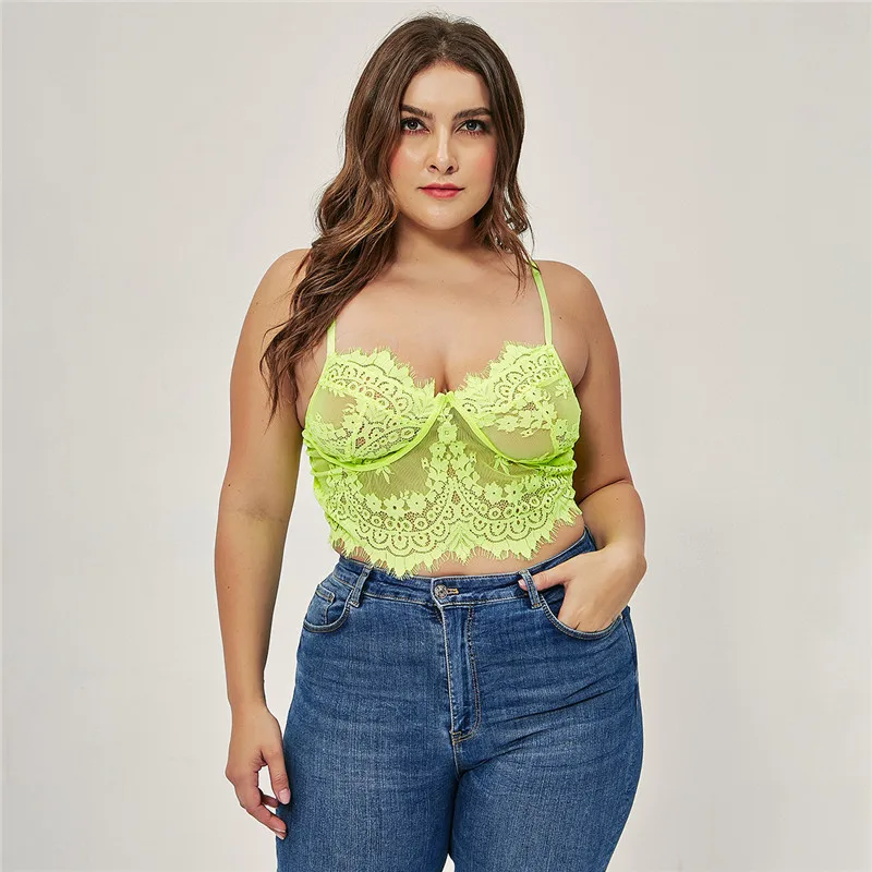 

Women Half Cami Bra, Sexy V Neck Babydoll Semi-Sheer Scalloped Floral Lace Longline Bralette