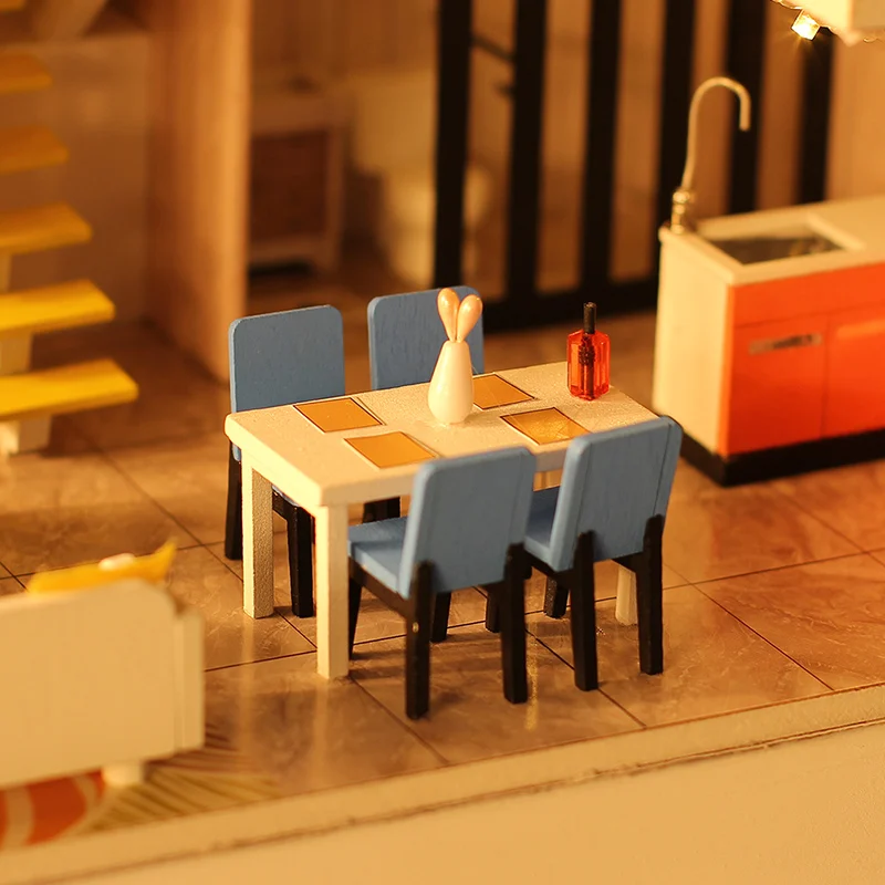 Миниатюрный Кукольный домик сделай сам деревянная мебель пазл кукольный с Bluetooth