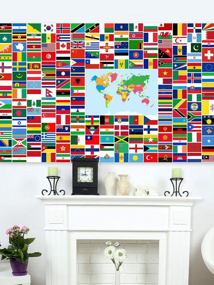 

World Flag Banner International Flags Banner With Metal Grommets For Backdrop Decoration World Flag Home Living Room 96x144cm