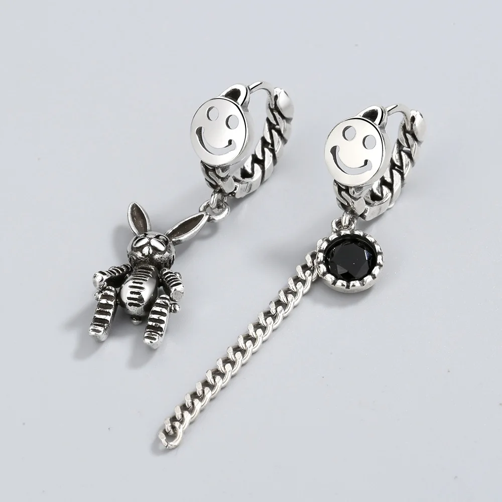 

Винтажные серьги-подвески для женщин в стиле панк асимметричные серьги-кисточки с изображением смайлика кролика из качественного циркония...