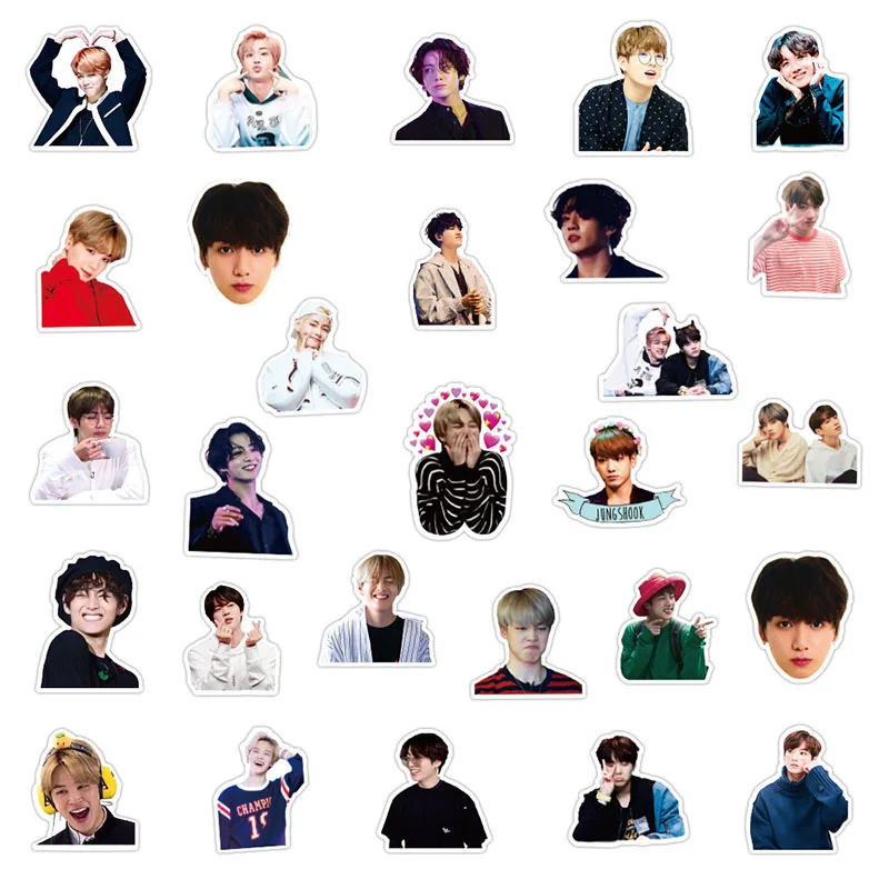 

50Pcs Handsome Korea Group Kpop Stickers For Laptop Luggage Motorcycle Suitcase Skateboard Phone PVC Decals DIY Gift