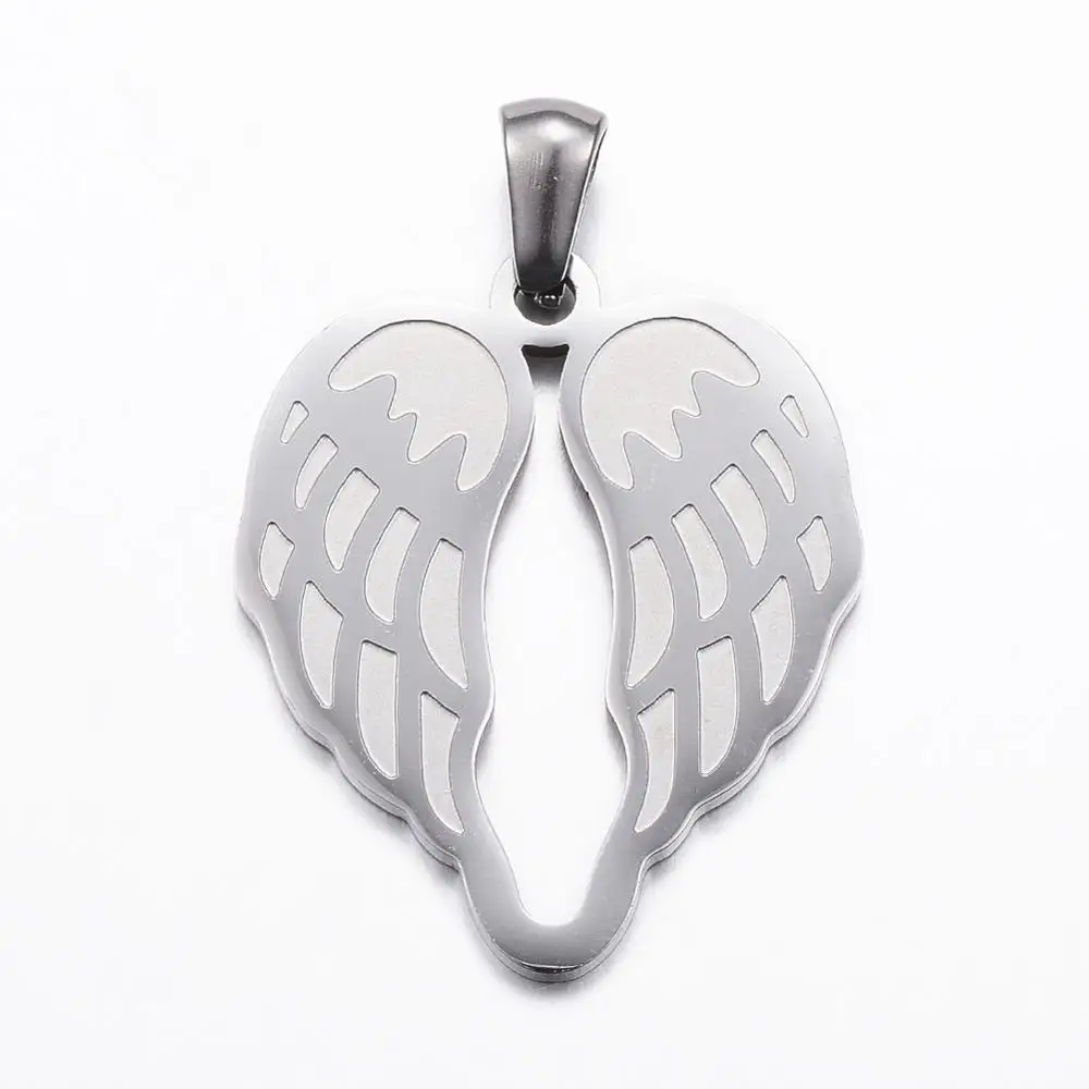 

100% Stainless Steel Wing Charm Pendant For Jewelry Making Metal Angel Wing Charms Wholesale 10pcs