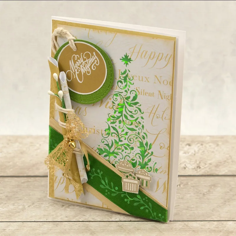 Рождественская елка олень Снежинка лоза горячая фольга пластина для