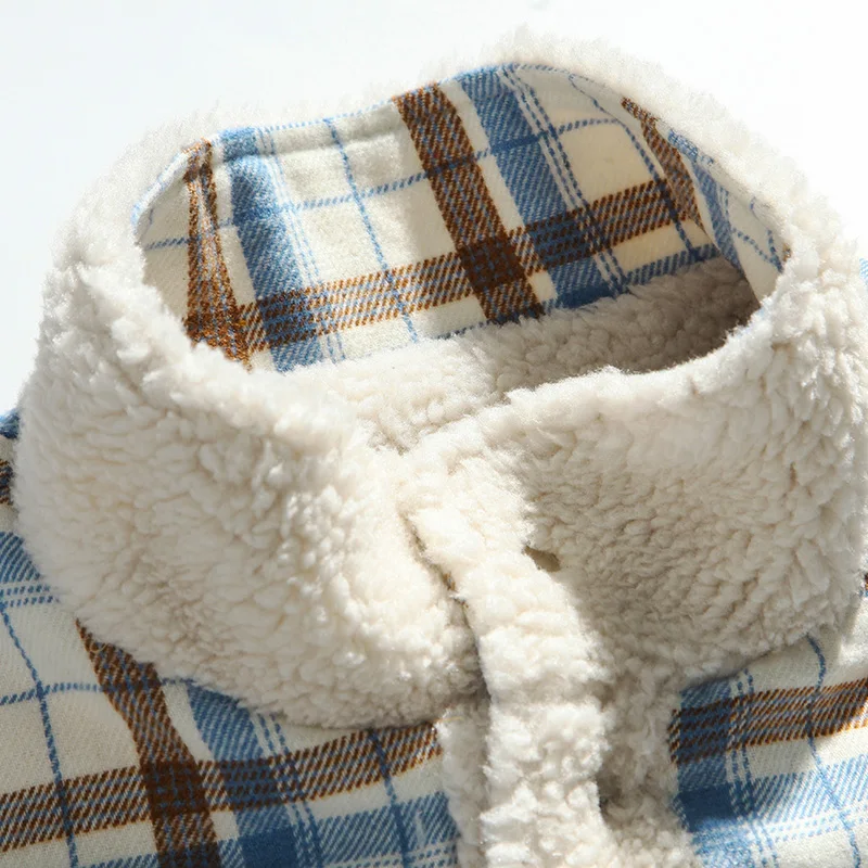 

Aolamegs Winter Plaid Fleece Tank Jacket Men Double-Sided Wearable Coats Couple Fashion High Street Harajuku Lambswool Vest Tops