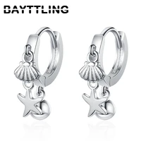 bayttling silver color goldsilver 20mm new shell starfish fashion pendant earrings for women christmas gift jewelry